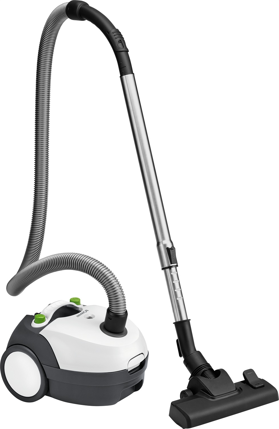 Bomann BS 9019 CB N - Aspirapolvere a Battente 700 W con Sacchetto, Spazzola Reversibile e Tubo Telescopico in Acciaio Inox, Bianco/Grigio