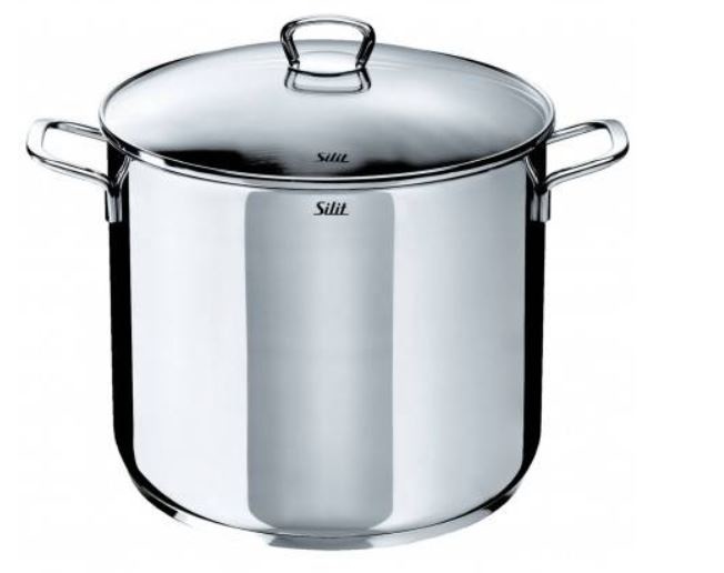 Silit Pentola per Zuppe in Acciaio Inox 18/10, 12L, Ø 28cm con Coperchio e Manici adatti al Forno