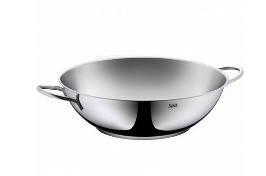 Silit Wok 32 cm in Acciaio Inox Argento - Design Moderno