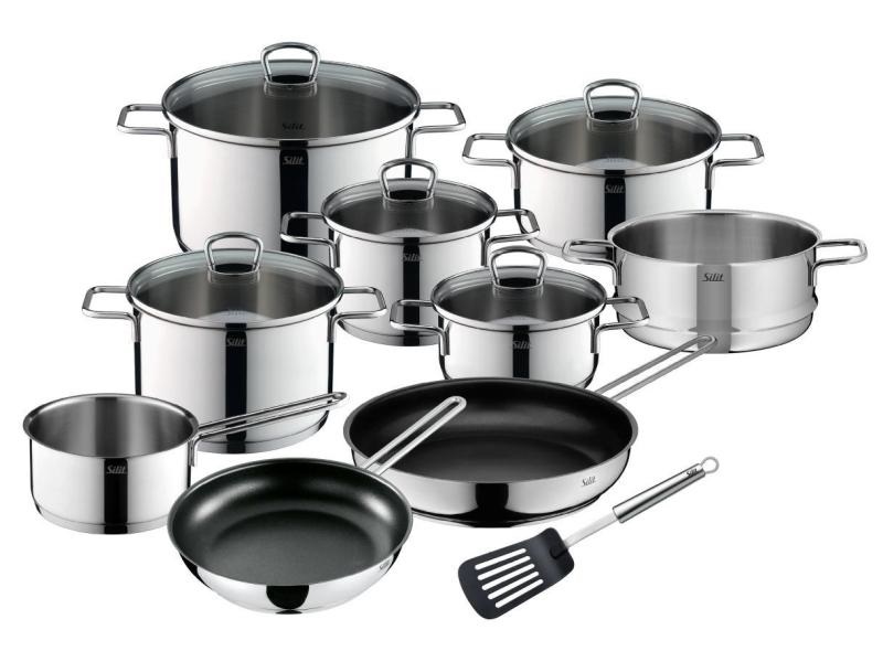 Silit Alicante Set di Pentole a Induzione 10 Pezzi in Acciaio INOX con Coperchi in Vetro