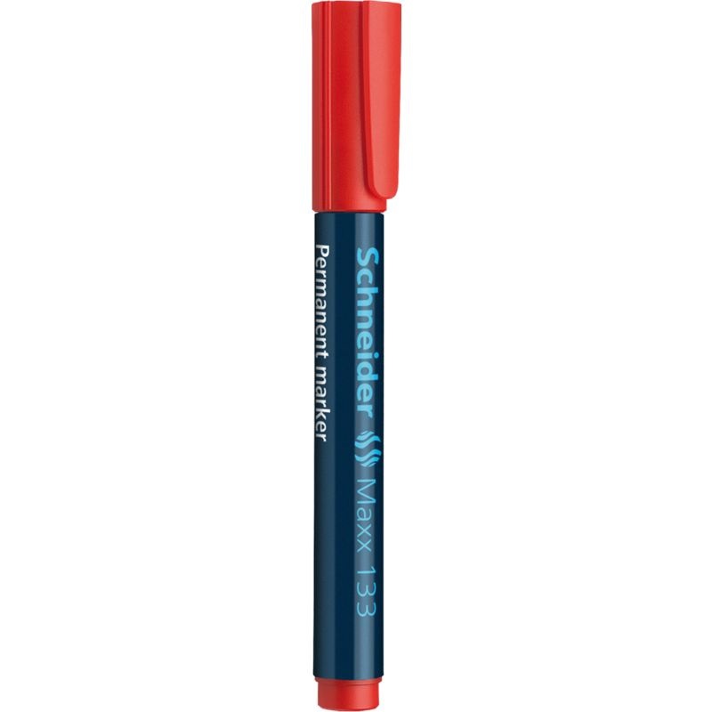 Schneider Maxx 133 Marcatore Permanente Rosso Punta a Scalpello 1-4 mm - Confezione da 10 Pezzi