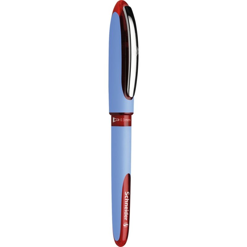 Schneider One Hybrid N Penna Roller, Punta ad Ago 0,3 mm, Colore Rosso, Design Esclusivo con Cappuccio