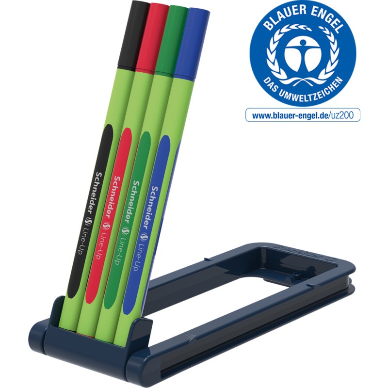 Schneider Fineliner Line-Up - Penna tecnica 0,4 mm con fusto triangolare in plastica bio, confezione da 4 colori assortiti