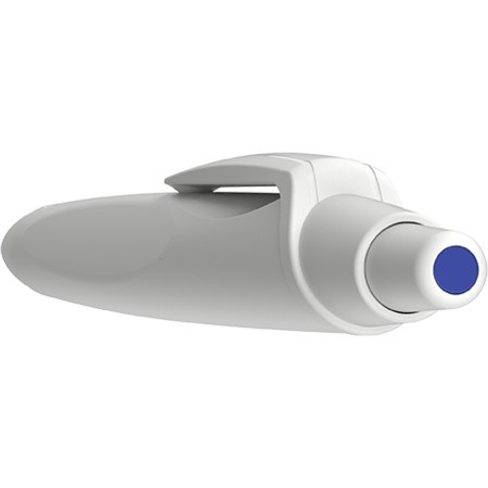 Schneider Reco Penna a sfera a scatto - Fusto bianco, Inchiostro blu, Tratto medio (M), 92% plastica riciclata, Certificazione Blue Angel