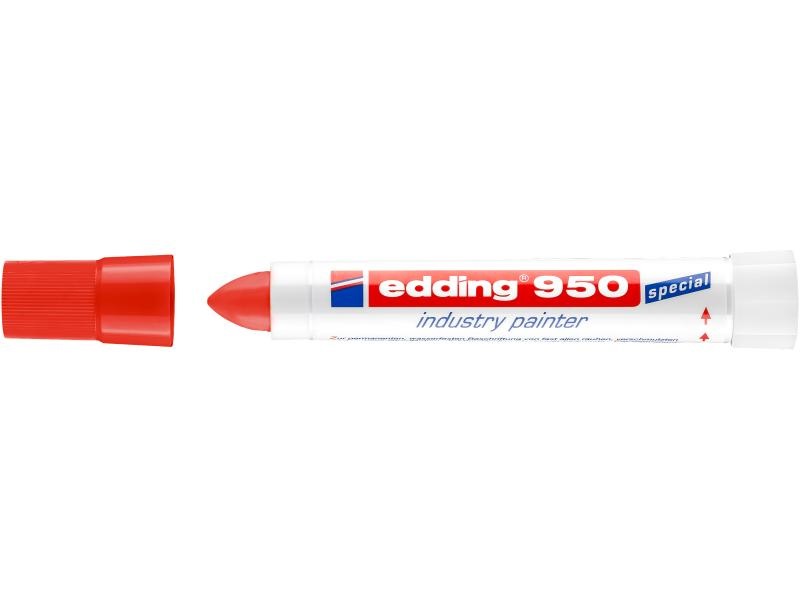 Edding 950 Marcatore a Cera Rosso Punta Conica 10 mm - Altamente Coprente e Resistente
