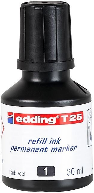 Edding Flacone di Inchiostro Permanente Nero - 30 ml - Ricarica per Marcatori T25