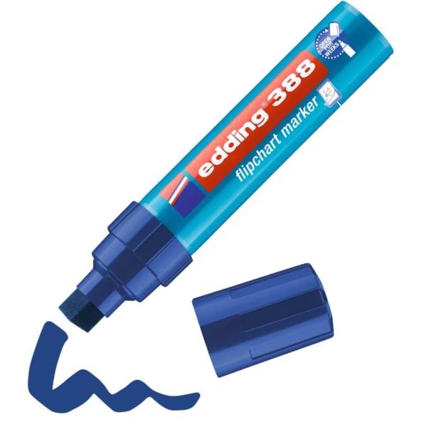 Edding 388 Marcatori Flipchart Base Acqua Blu - Punta Smussata, Intercambiabile, 1 Pz