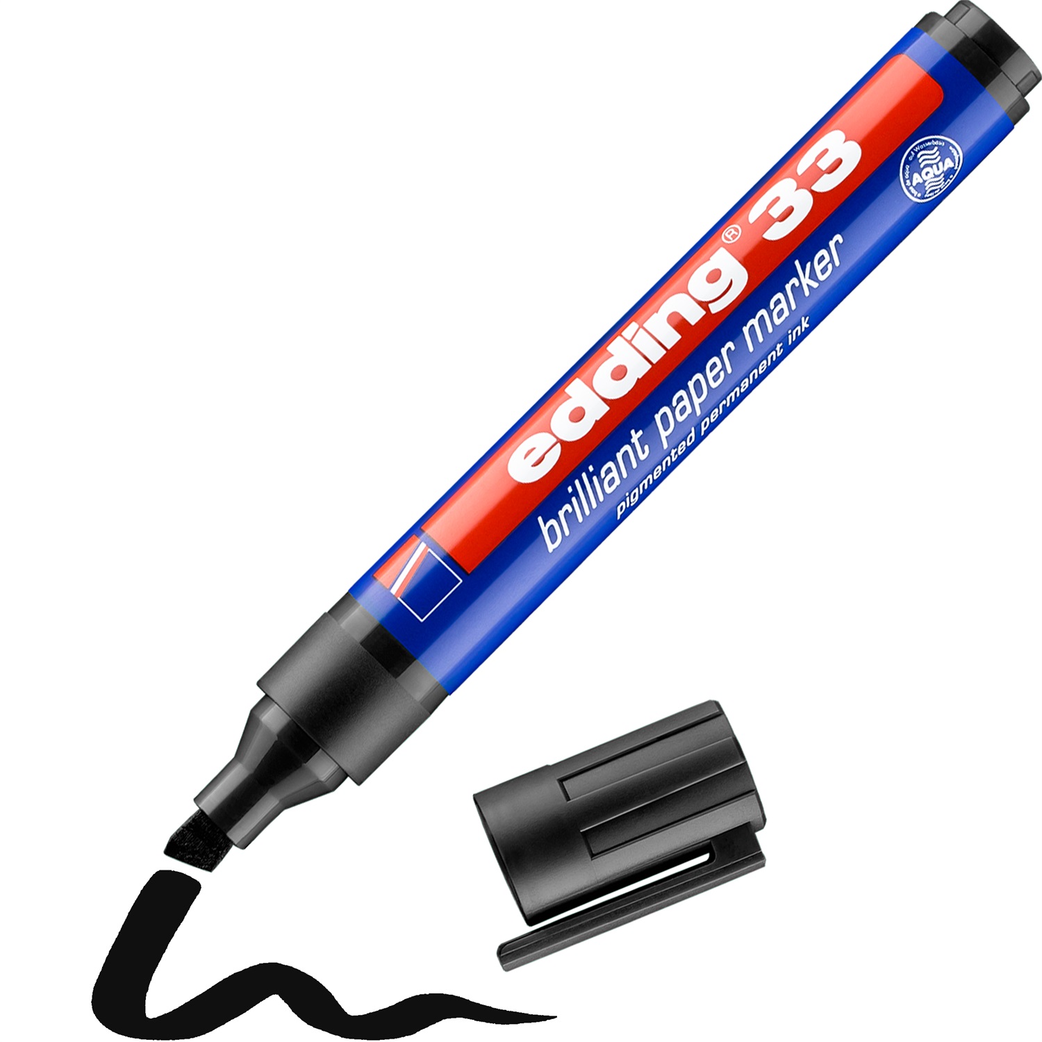 Edding Marcatore Permanente Edding 33 Nero Punta Scalpello 1,5-5,0 mm - Inchiostro Pigmentato, Inodore e Resistente