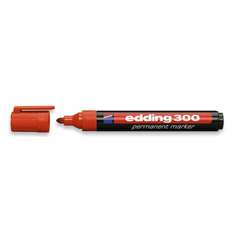 Edding Marcatore Permanente 300 - Punta Conica 1,5-3 mm - Rosso - Conf. 10 Pezzi