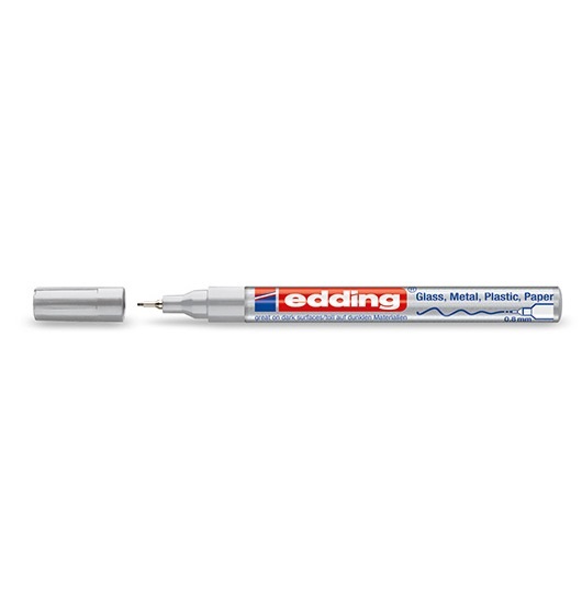 Edding 780 Marcatore a Vernice Argento con Punta Conica 0,8 mm - Vernice Permanente e Inodore, Ideale per Vetro, Plastica, Legno e Metallo