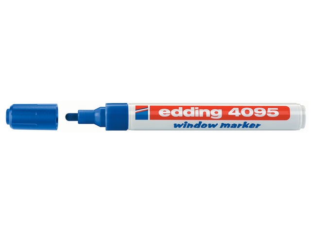 Edding 4095 Marcatore a Gesso Liquido Blu - Punta Tonda 2-3 mm, Cancellabile e Inodore