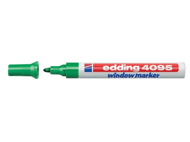 Edding 4095 Marcatore a Gesso Verde - Punta Tonda 2-3 mm, Liquido Coprente e Cancellabile
