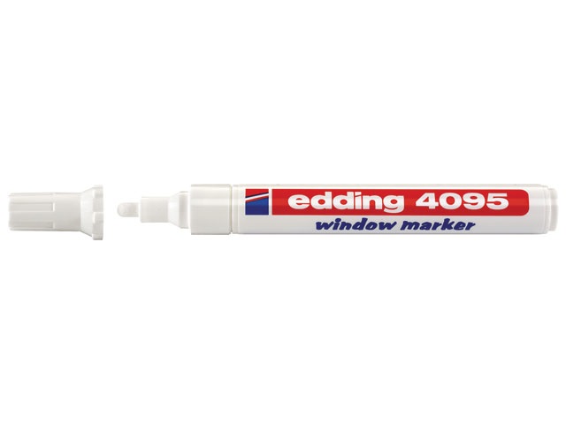 Edding 4095 Marcatore a Gesso Liquido Bianco - Punta Conica Tonda 2-3 mm, Cancellabile e Inodore