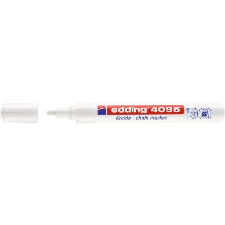Edding 4095 Marcatore a Gesso Liquido Bianco 2-3 mm Punta Rotonda per Lavagne e Vetro