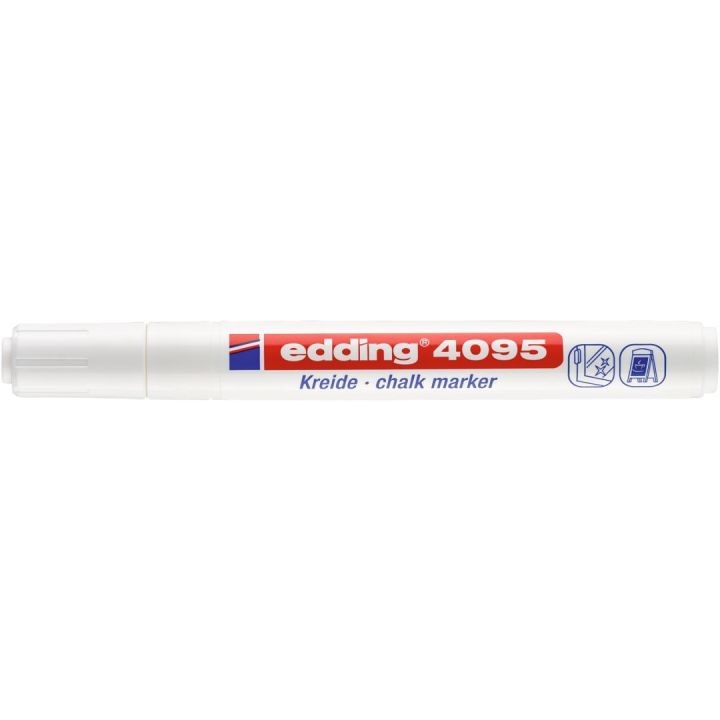 Edding 4095 Marcatore a Gesso Liquido Bianco 2-3 mm Punta Rotonda per Lavagne e Vetro