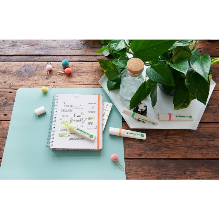 Edding EcoLine 24 Evidenziatore Giallo Ricaricabile Punta Scalpello 2-5 mm