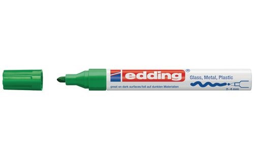 Edding 750 Marcatore a Vernice Verde Indelebile - Punta Rotonda 2-4 mm, Impermeabile e Alta Copertura