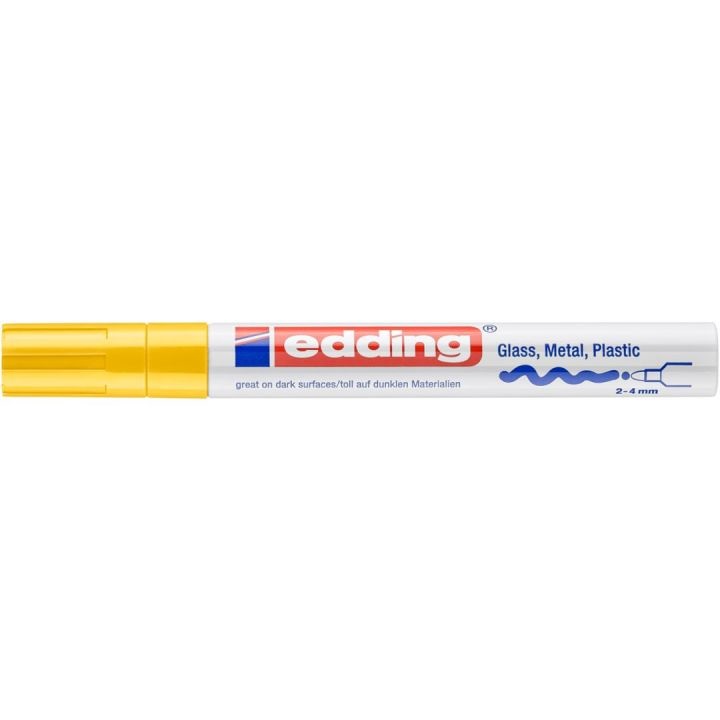 Edding 750 Marcatore a Vernice Lucida Giallo - Punta Rotonda 2-4 mm, Indelebile per Vetro, Plastica, Legno e Carta