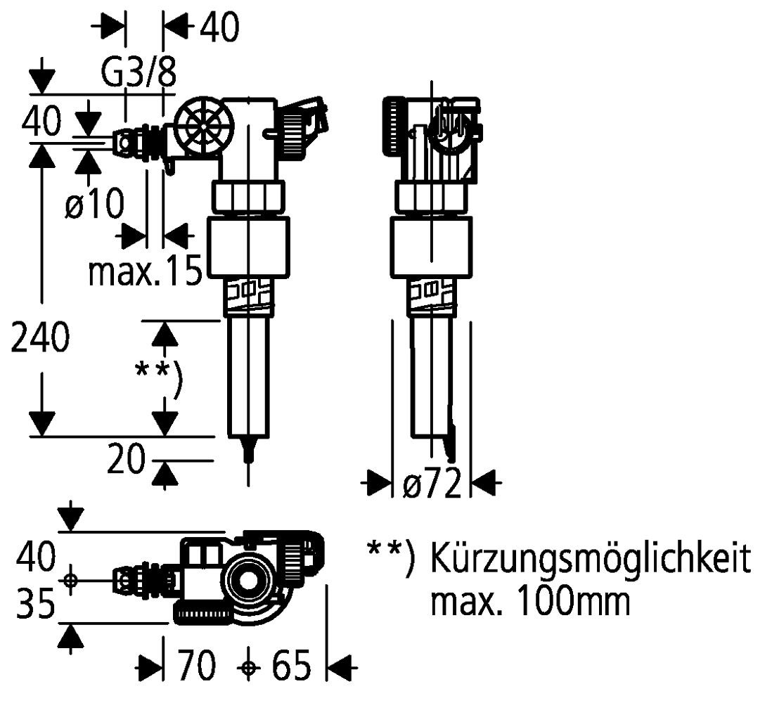 Grohe 43537000 Valvola di Carico per Cassette di Sciacquo da Incasso con Galleggiante Regolabile e Connessione 3/8
