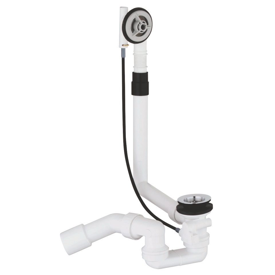 Grohe 28939000 Set di Scarico e Troppopieno per Vasca da Bagno - Sifone Antiodore, Gomito di Scarico a 45°, Compatibile con Vasche Normali e Profonde