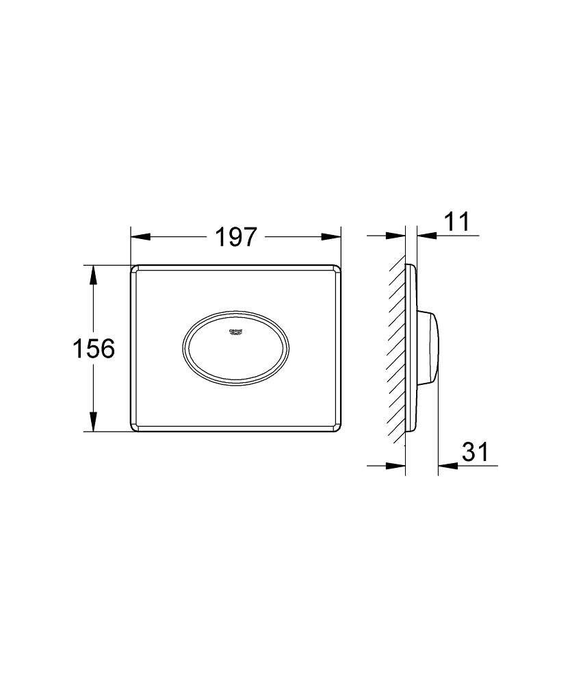 GROHE Skate Air Piastra di Azionamento WC Cromo - Installazione Orizzontale, Doppio Scarico, Superficie Resistente e Facile da Pulire