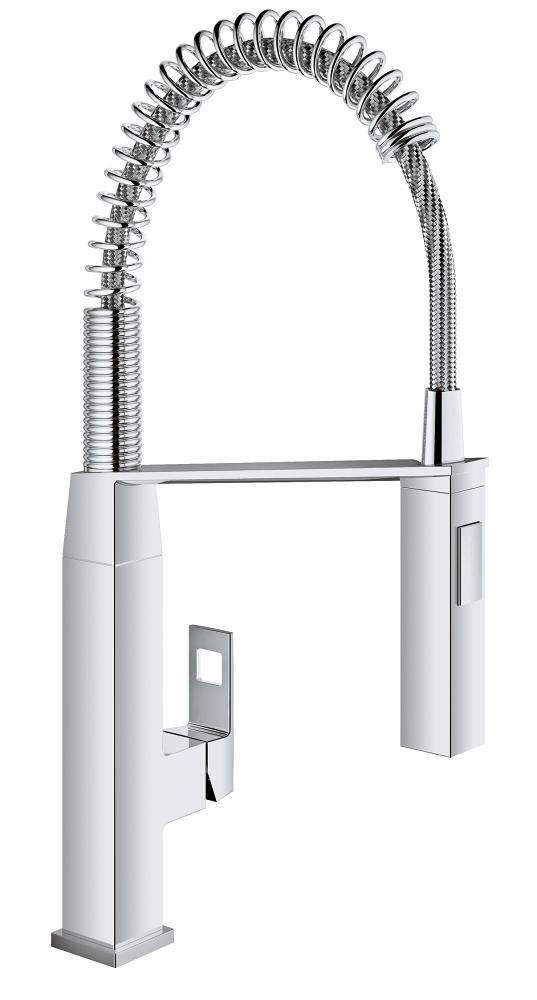 GROHE Eurocube Miscelatore Monocomando per Lavello Cromo con Doccetta Professionale e Bocca Orientabile