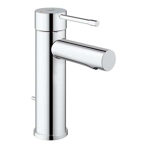 Grohe 23379001 Essence New Miscelatore Monocomando per Lavabo A Risparmio Energetico, Ecojoy, Cromo, con Scarico a Saltarello, Bocca Fissa, SilkMove ES