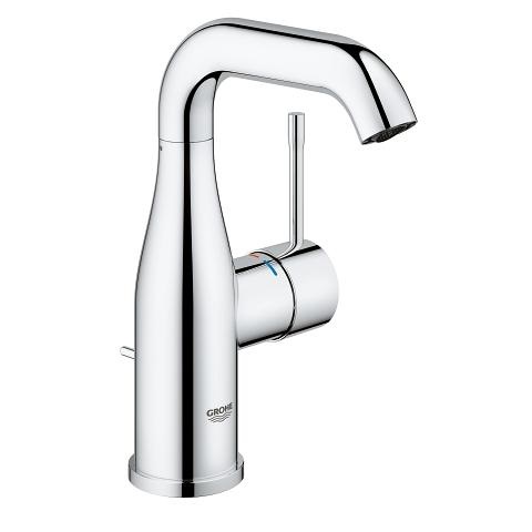 Grohe Essence Miscelatore Monocomando per Lavabo Taglia M Cromo 23462001 - Cartuccia SilkMove, Piletta Inclusa, Risparmio Idrico EcoJoy