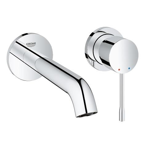 Grohe Essence New Miscelatore per Lavabo a Parete Taglia S Cromo 19408001 - Sporgenza 183 mm, Distanza dal Centro 110 mm, Tecnologia AquaGuide e EcoJoy