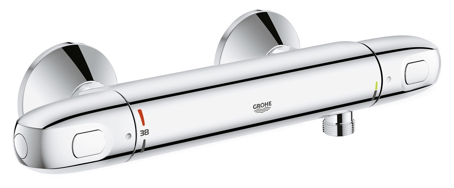 GROHE Grohtherm 1000 Rubinetto Termostatico per Doccia a Parete Cromo con Funzione EcoJoy e Blocco Sicurezza a 38°C