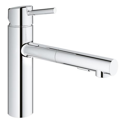 GROHE 30273001 Miscelatore Monocomando per Lavello da Cucina con Doccetta Estraibile e Finitura Cromo