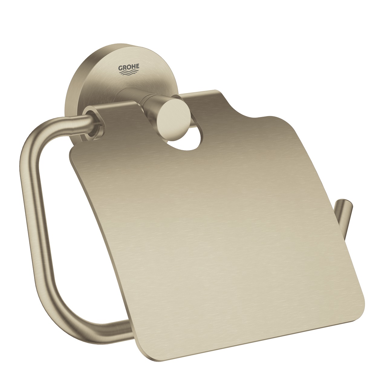 Grohe Porta Rotolo 40367EN1 in Nichel Spazzolato con Coperchio e Fissaggio Nascosto