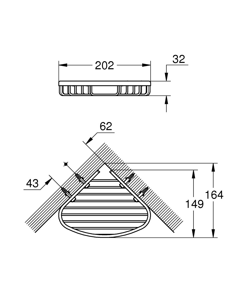 GROHE BauCosmopolitan Griglia Porta Oggetti Angolare Piccola Cromo - Design Moderno e Facile da Pulire