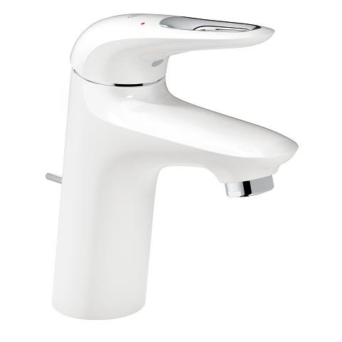 Grohe 23374LS3 Miscelatore Monocomando per Lavabo Taglia S - Moon White, Leva Aperta, Installazione Monoforo, Cartuccia 35 mm con Tecnologia SilkMove ES