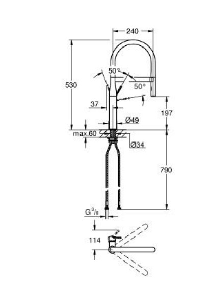 GROHE Essence New Miscelatore Monocomando per Lavello Cromo 30294000 con Doccetta Professionale e Flessibile in Santoprene
