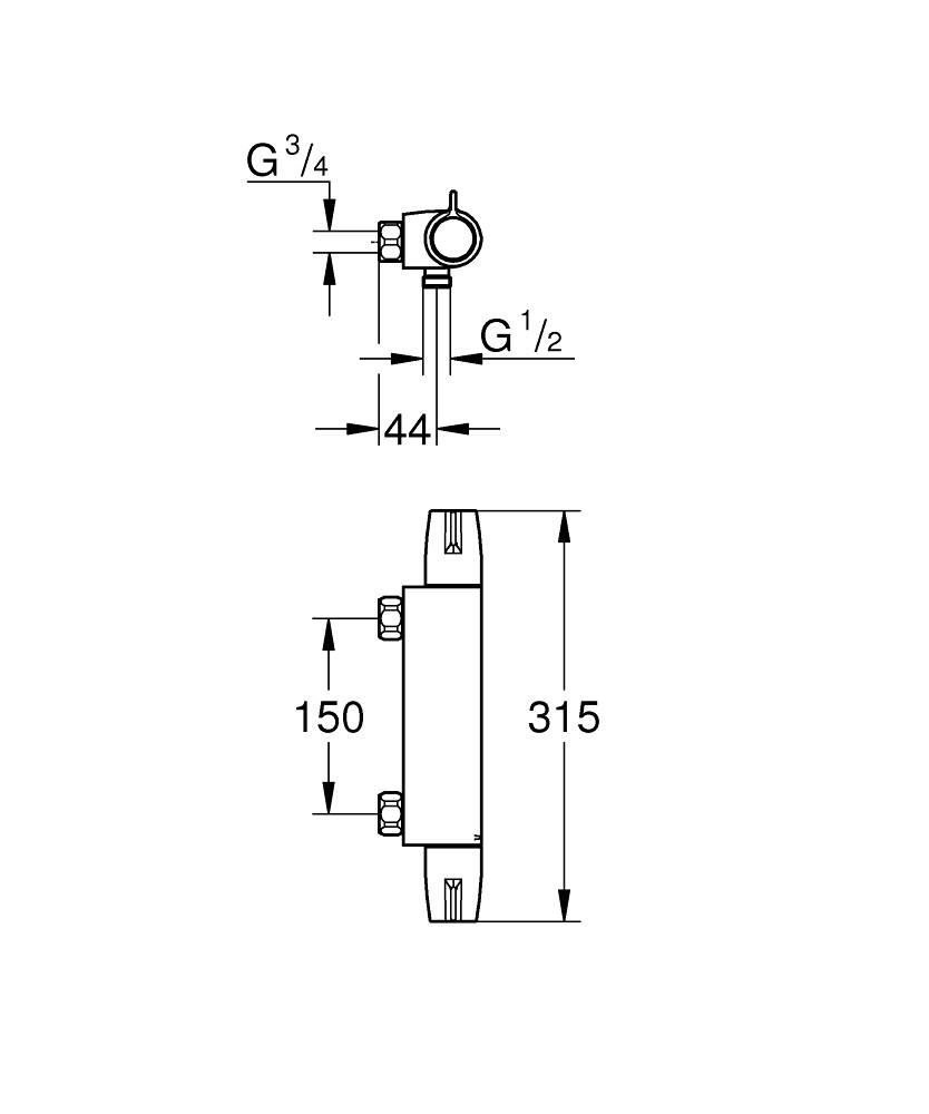 GROHE Grohtherm Special Rubinetto Termostatico per Doccia Cromo - Modello 34681000 con Blocco di Sicurezza e Funzione Riempivasca