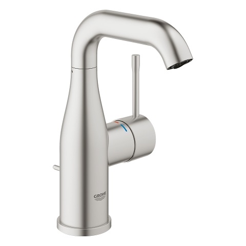 Grohe 23462DC1 Miscelatore Monocomando per Lavabo Taglia M in Acciaio Supersteel con Piletta Scarico a Tirante