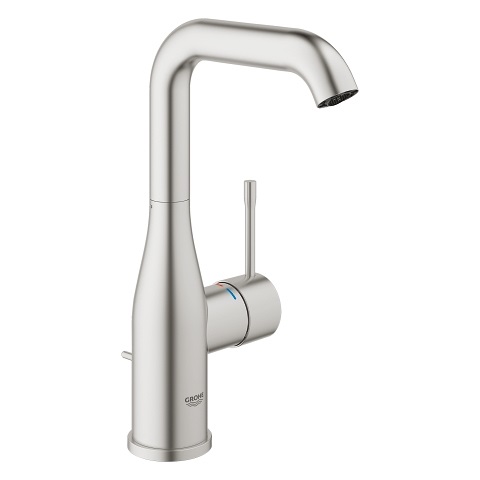 Grohe Essence New Miscelatore Monocomando per Lavabo, Taglia L, Bocca Alta Girevole, Acciaio SuperSteel