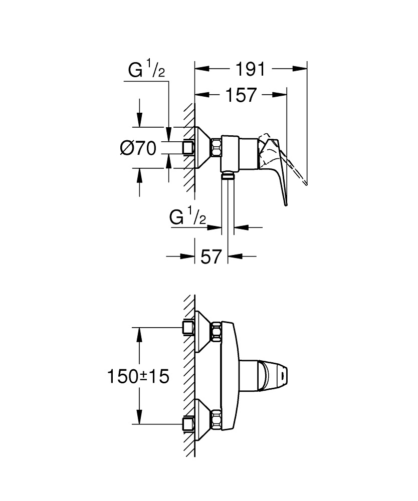 Grohe Start Flow Miscelatore Monocomando per Doccia in Metallo Cromato con Limitatore di Portata Regolabile e Cartuccia Grohe Longlife
