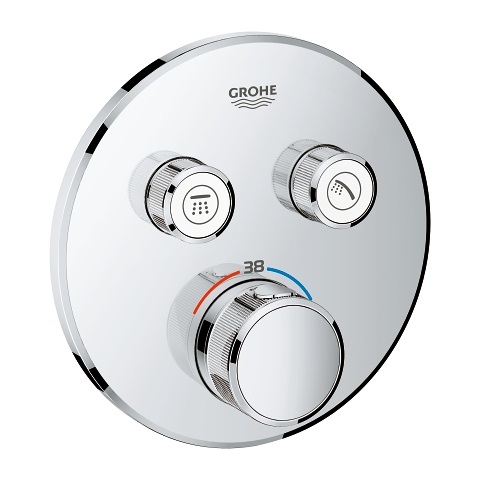 GROHE Grohtherm SmartControl Miscelatore Termostatico a 2 Vie, Cromo, Rotondo - Comando Utenze SmartControl, Resistente ai Graffi, Installazione QuickFix