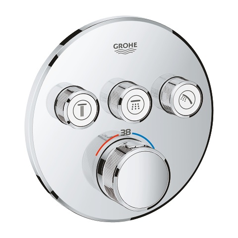 GROHE Miscelatore Termostatico 3 Vie Rotondo Cromo 29121000 con SmartControl e installazione QuickFix