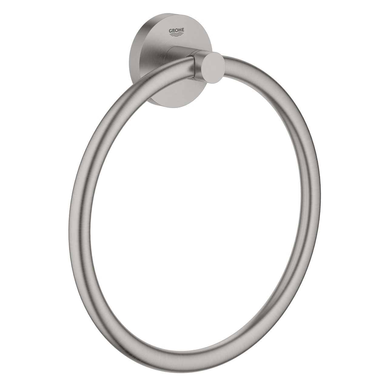 GROHE Essentials Porta Asciugamani Anello SuperSteel 180 mm - Acciaio Opaco con Fissaggio a Parete
