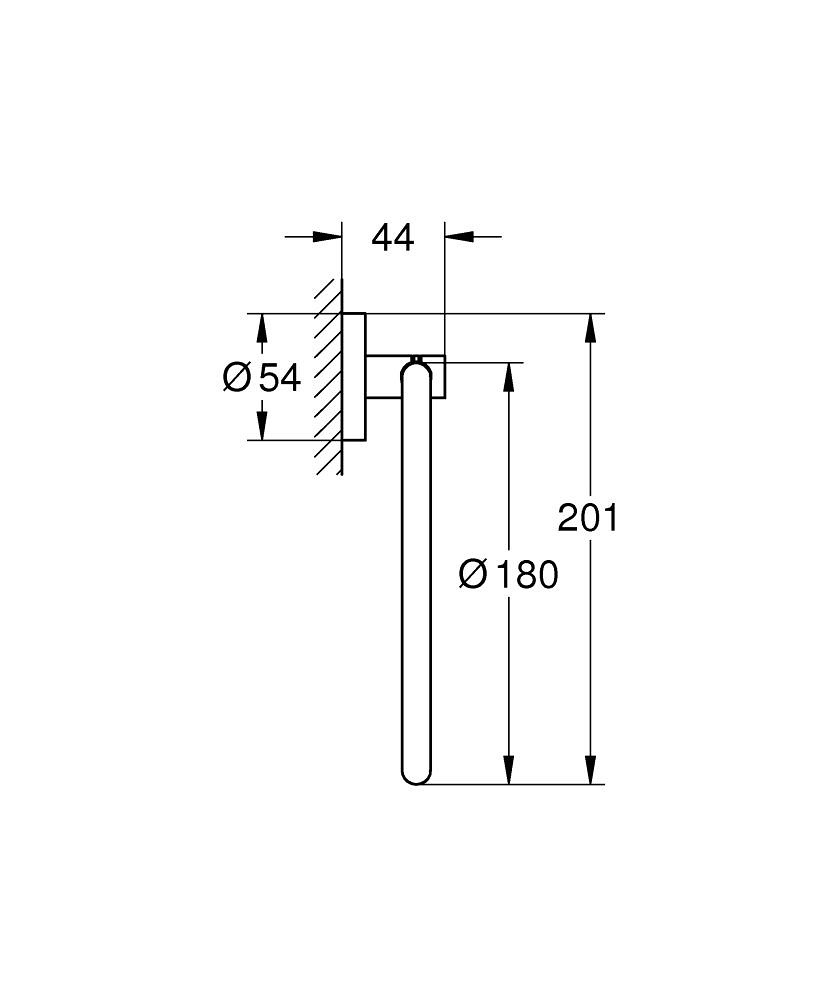 GROHE Essentials Porta Asciugamani Anello SuperSteel 180 mm - Acciaio Opaco con Fissaggio a Parete