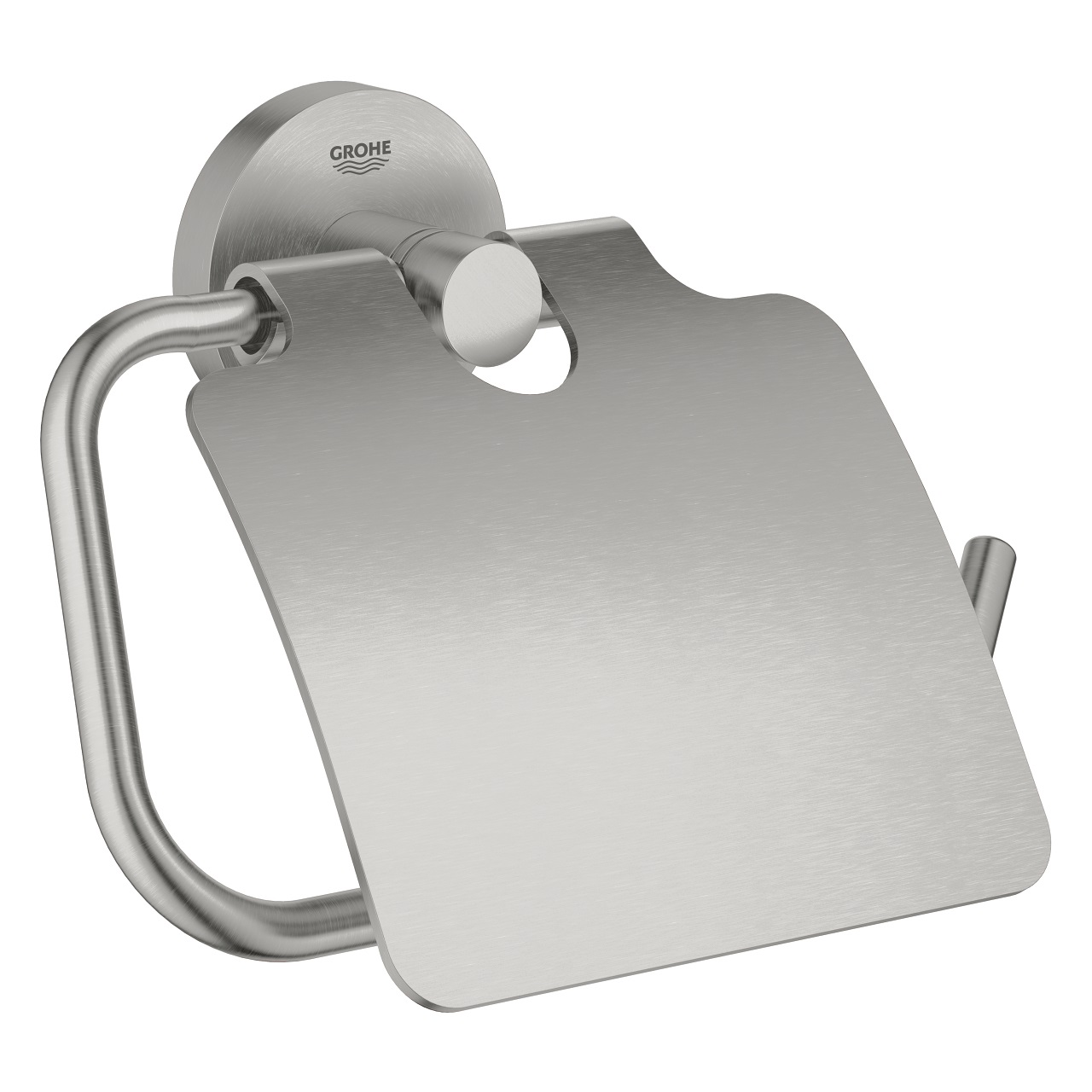 Grohe Essentials Porta Rotolo a Parete 40367DC1 in Acciaio Opaco con Coperchio e Fissaggio Nascosto
