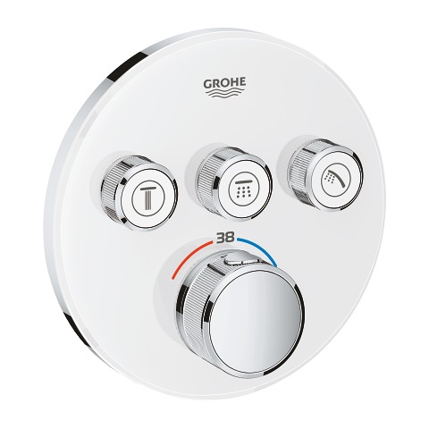 GROHE 29904LS0 Miscelatore Termostatico a 3 Vie Bianco Rotondo con SmartControl e Rivestimento Resistente ai Graffi