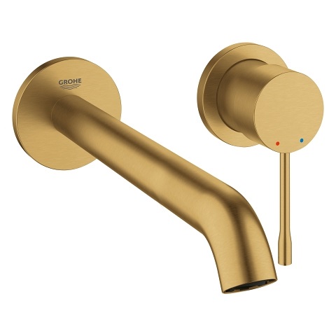 Grohe 19967GN1 Miscelatore per Lavabo a Parete Taglia M 2 Fori in Cromo Oro Spazzolato con Aeratore e Tecnologia EcoJoy