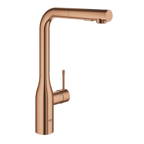 GROHE Essence Miscelatore Monocomando per Lavello, Oro Rosa Lucido, 30270DA0, Doccetta Estraibile con 2 Getti