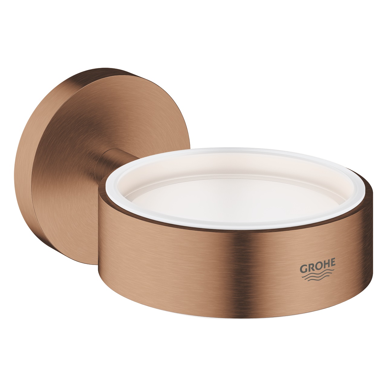 Grohe Essentials Supporto per Bicchiere/Dispenser Sapone - Oro Rosa Spazzolato, Montaggio a Parete con Fissaggio a Scomparsa