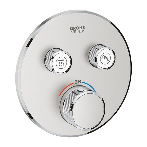 Grohe 29119DC0 Grohtherm SmartControl Miscelatore Termostatico per 2 Utenze, Finitura Super Steel, Design Rotondo