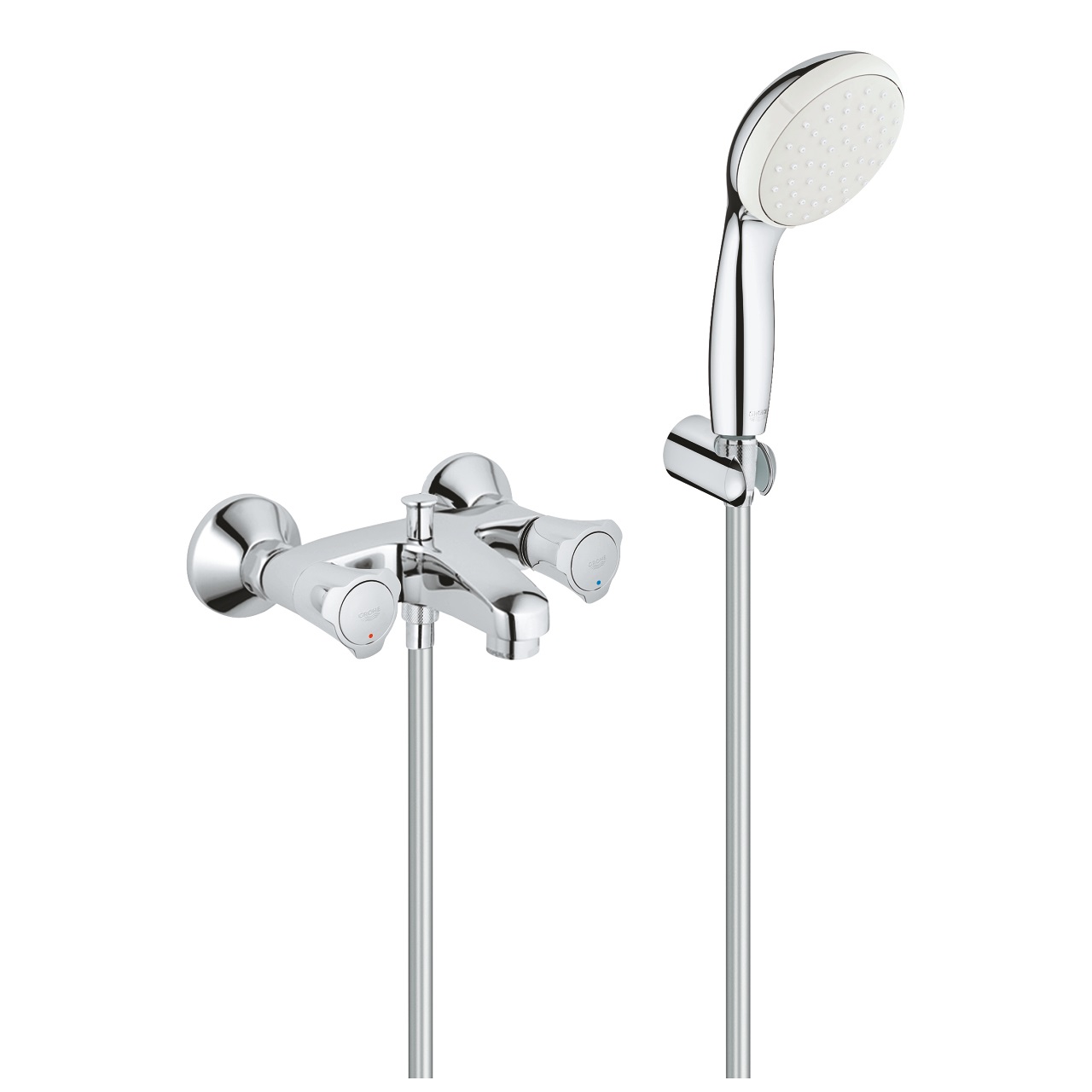 GROHE Costa 2546010A Miscelatore per Vasca e Doccia Cromato a Due Comandi con Deviatore Automatico e Maniglie Isolate Termicamente